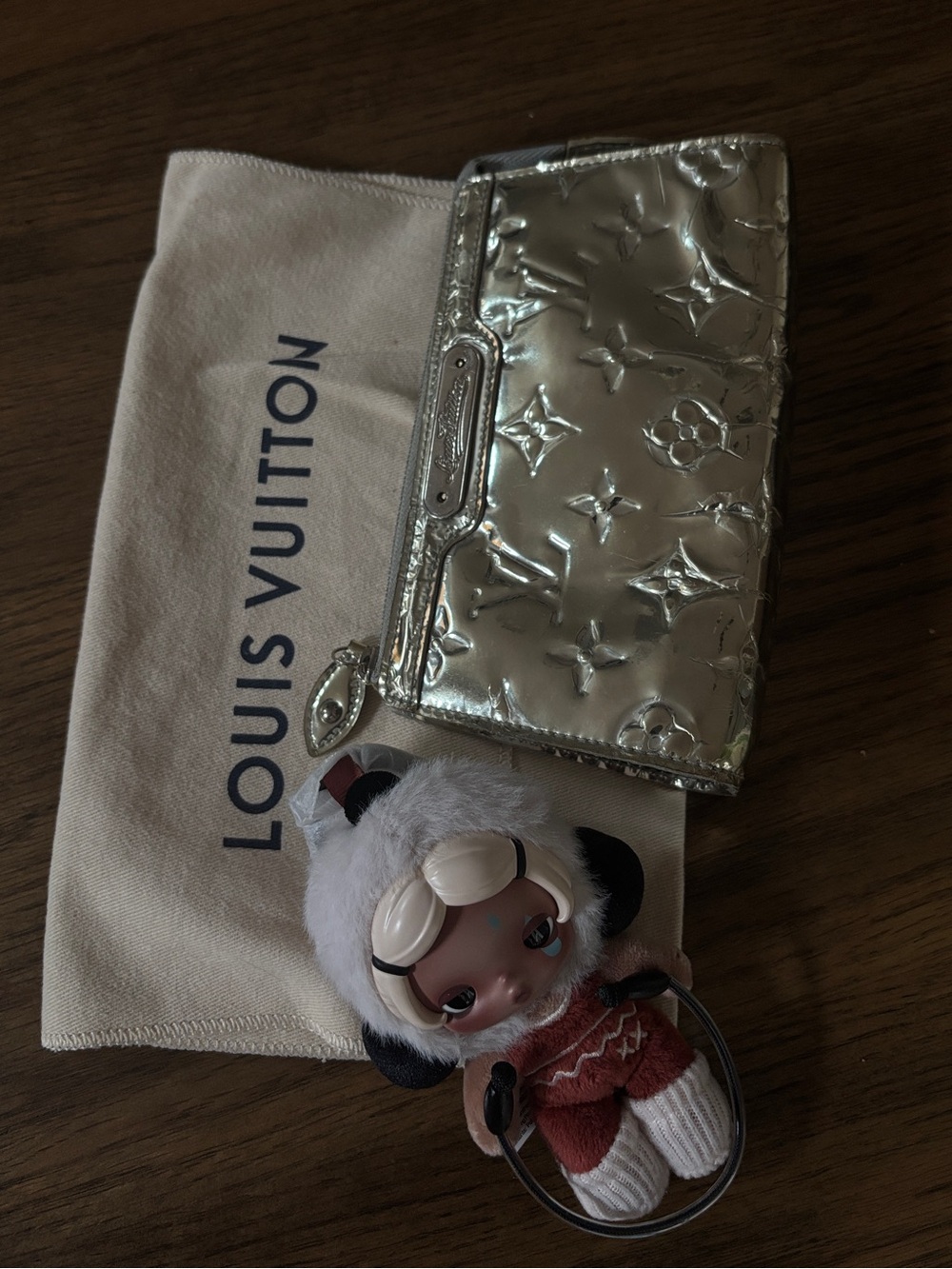 Louis Vuitton Silver Monogram Vernis Clutch Wristlet